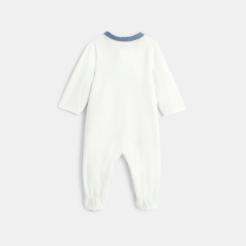 بذلة نوم مخملية، مزينة برسوم الحيوانات، باللون الأبيض، للأطفال الصغار